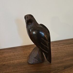 Handcrafted Wooden Bird Figurine - Brown